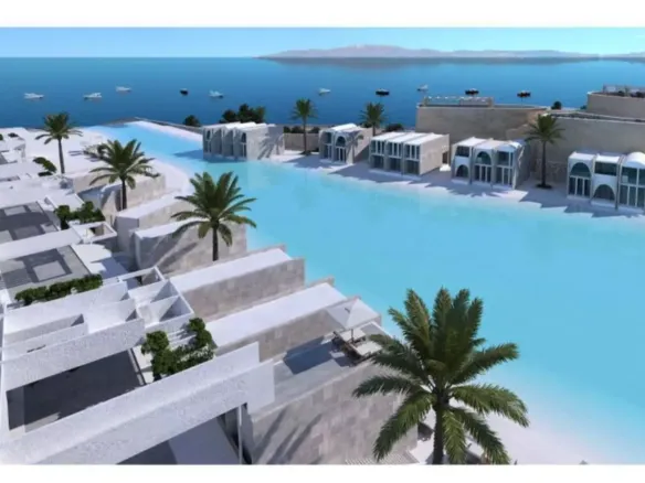 Lagoon cabins render at IL Monte Galala - صورة تصميمية لكبائن اللاجون في المونت جلالة - كابينة للبيع في المونت جلالة