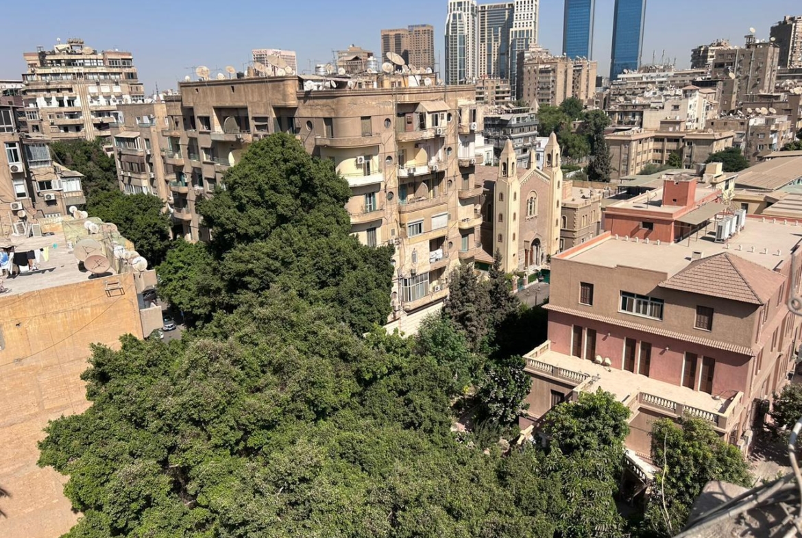 Dense city rooftops with distant towers - shop in Zamalek