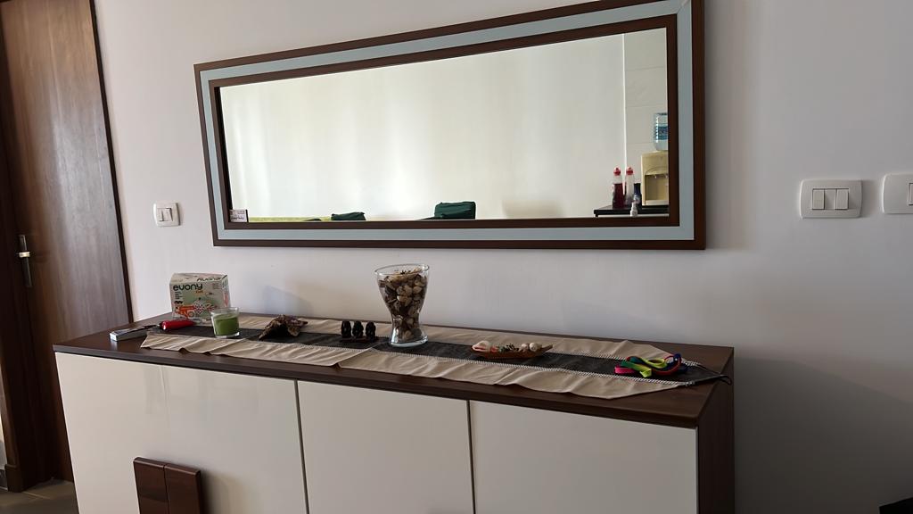 Sideboard with a long wall mirror - chalet in Amwaj, North Coast