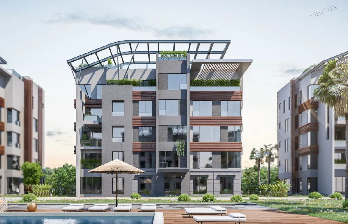 تصور لعمارة سكنية ببرجولة سطح بجوار حمام سباحة - شقة فندقية في ريزيدنسز جيه دبليو ماريوت، القاهرة الجديدة