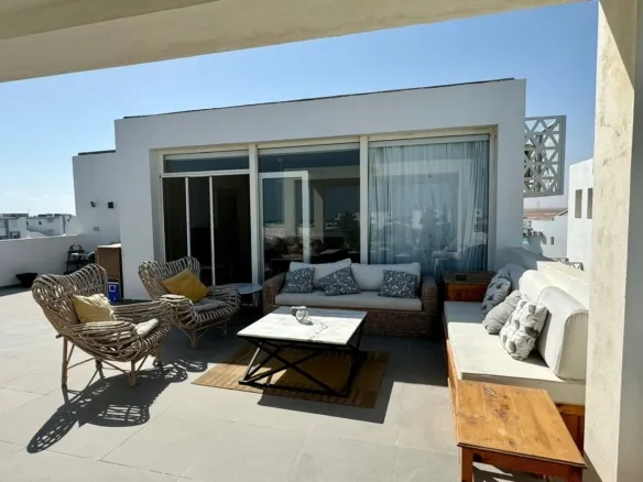Spacious roof terrace and outdoor seating, penthouse for sale in Fouka Bay, Ras El Hekma, North Coast