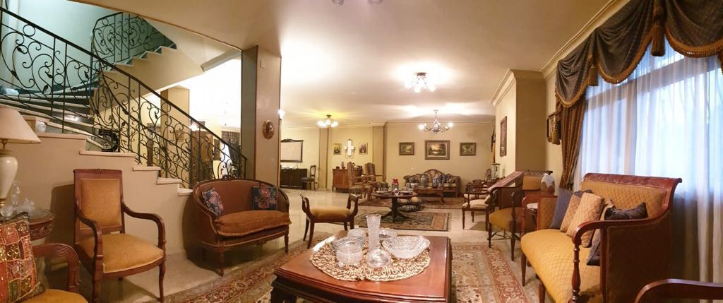 Classic living hall with armchairs and rugs - villa in Maadi Heights
