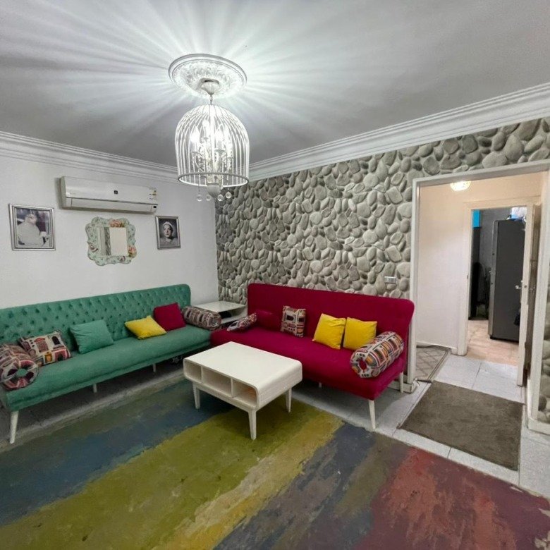 Furnished living room in Makram Ebeid duplex - ريسبشن مفروش في دوبلكس مكرم عبيد - دوبلكس للبيع