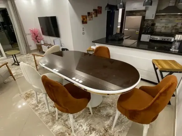 Furnished apartment for rent in Zayed Dunes Sheikh Zayed living room - شقة مفروشة للإيجار في زايد ديونز الشيخ زايد