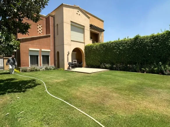 Twin house facade and landscaped garden in Mivida, Fifth Settlement, New Cairo, for sale or rent | واجهة توين هاوس وحديقة لاندسكيب في ميفيدا التجمع الخامس، القاهرة الجديدة، للبيع أو للإيجار