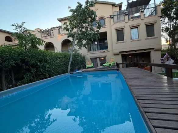 Villa facade and private above-ground pool, Marassi Verona, North Coast | واجهة الفيلا وحمام السباحة الخاص فوق الأرض، فيلا للإيجار في مراسي فيرونا، الساحل الشمالي