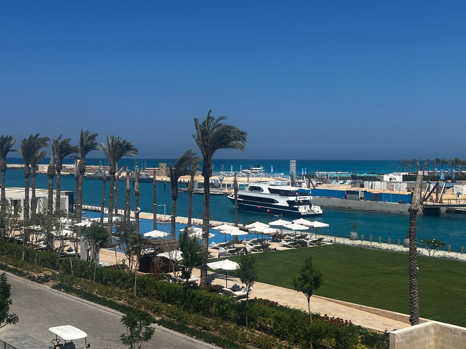 Marina with moored boats in Marassi, North Coast