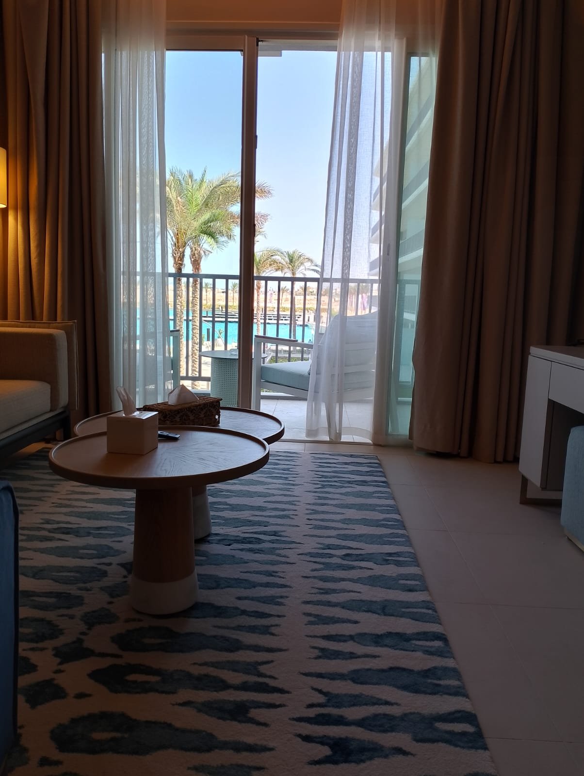 Living room opening onto the balcony in Marassi, North Coast