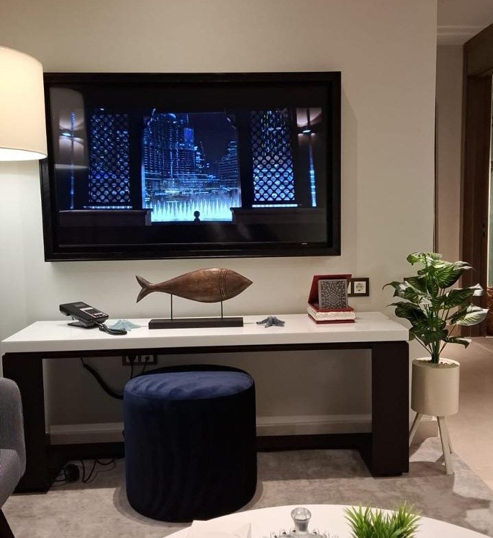 Television and desk in the living area in Marassi, North Coast