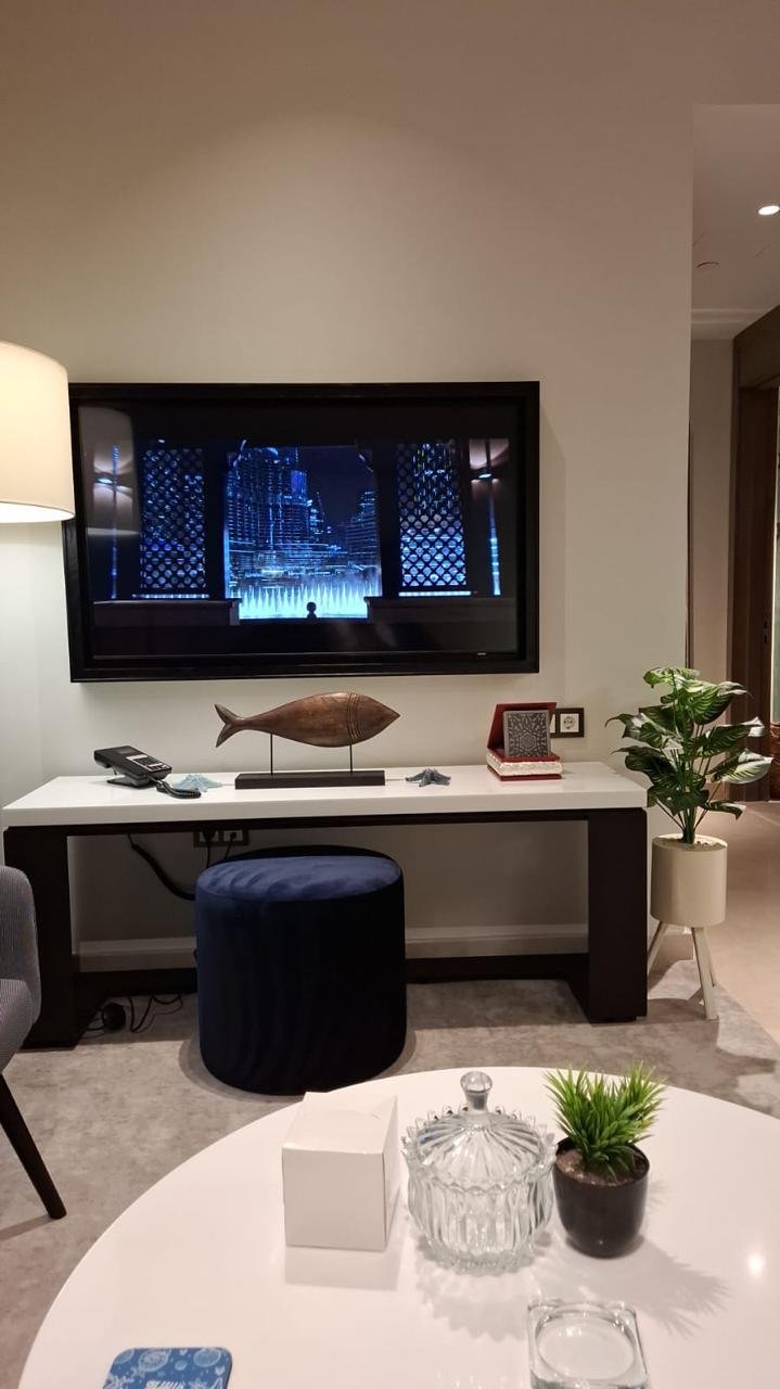Television and desk in the living area in Marassi, North Coast