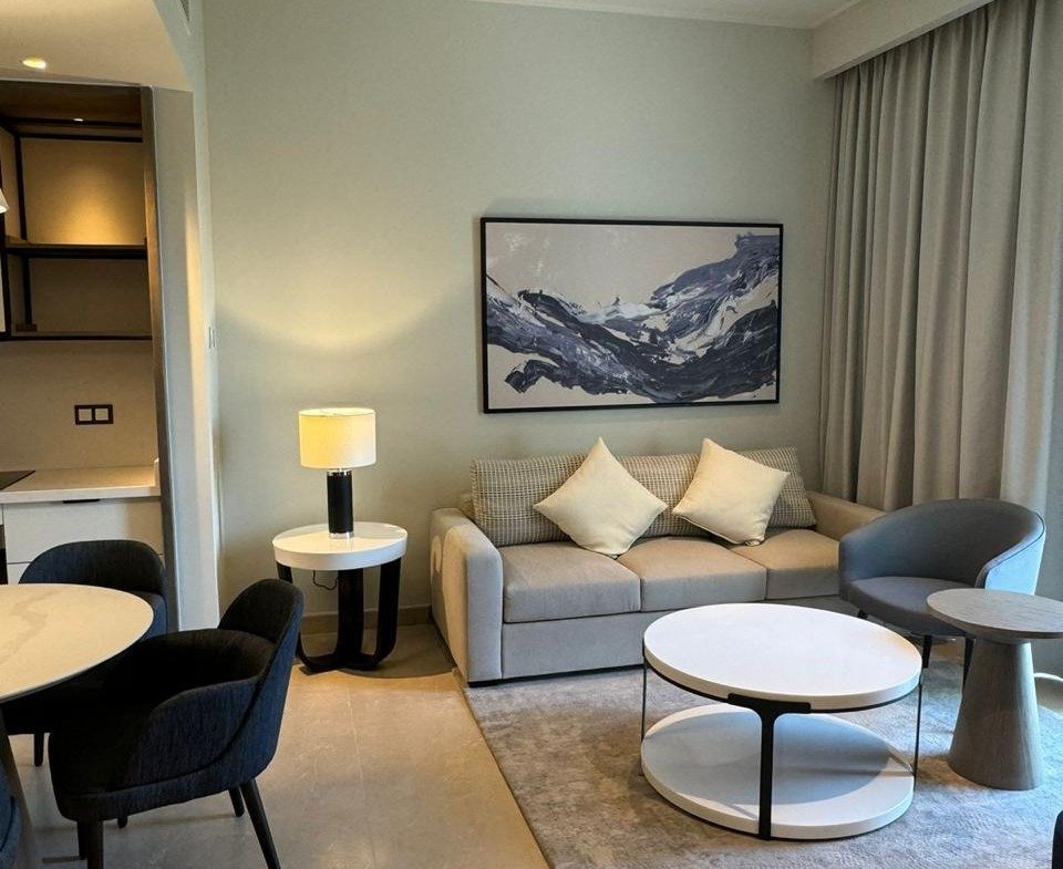 Sofa and round coffee table in Marassi, North Coast