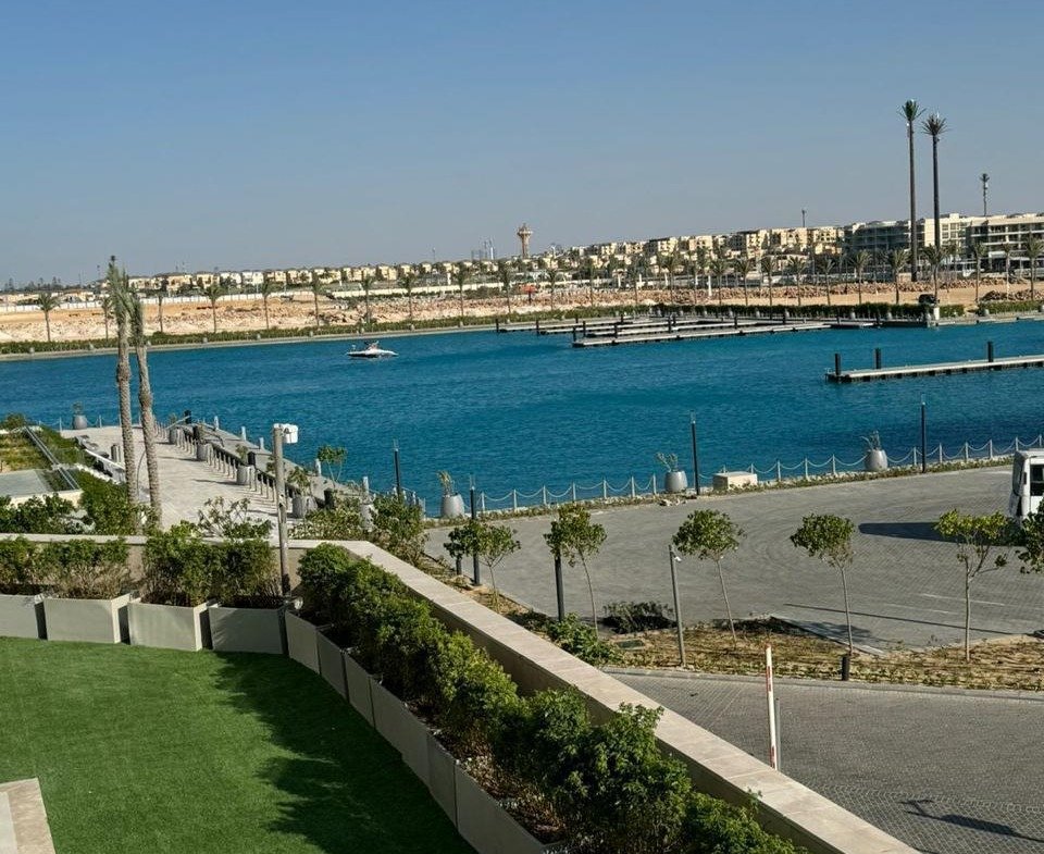 Marina and lawn viewed from the apartment in Marassi, North Coast