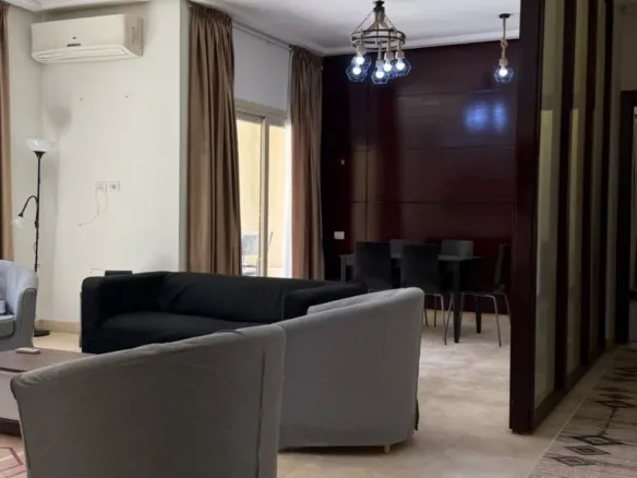 Furnished reception and living room, The Village apartment for sale | ريسيبشن ومعيشة مفروشان، شقة للبيع في ذا فيلدج