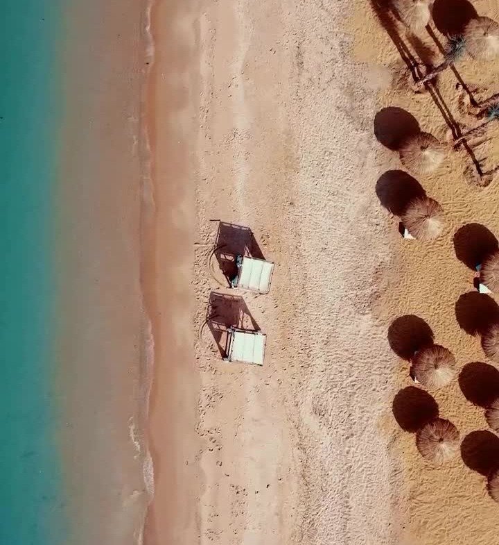 Aerial project beach view at The Groove | منظر علوي لشاطئ مشروع ذا جروف