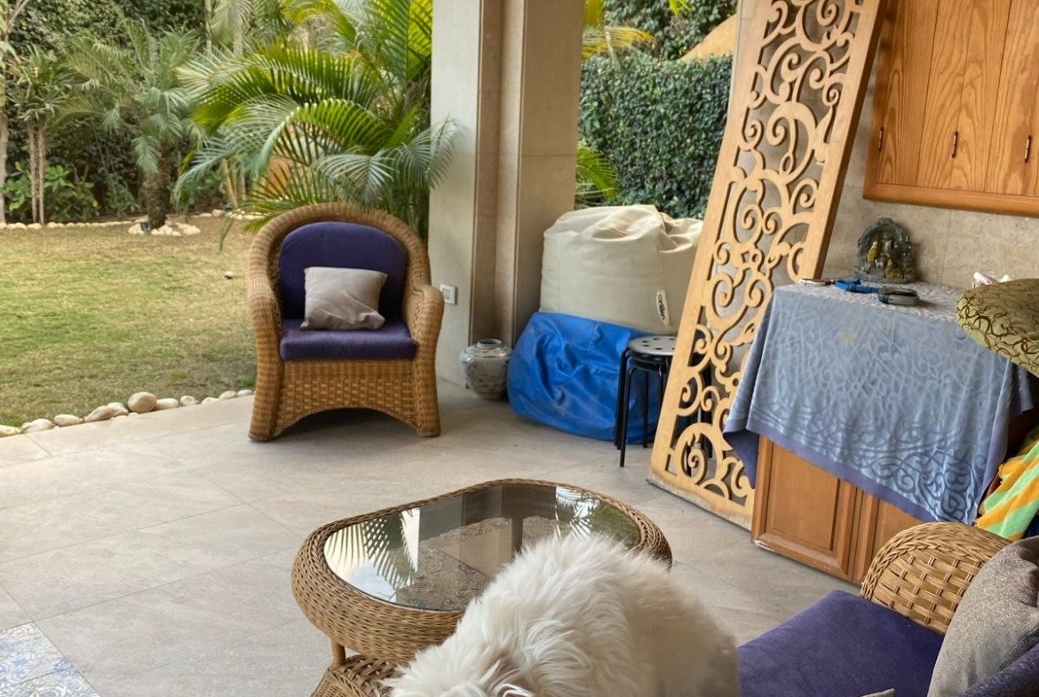 Covered garden terrace, Deyar twin house for sale | تراس الحديقة المغطى، توين هاوس للبيع في ديار