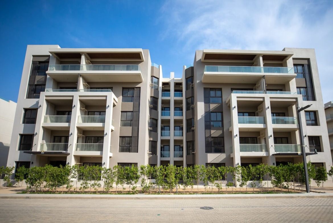 Residential building exteriors, The Address East, New Cairo - general project photo for apartment for sale | واجهات المباني السكنية، ذا أدريس إيست، القاهرة الجديدة - صورة عامة للمشروع لشقة للبيع