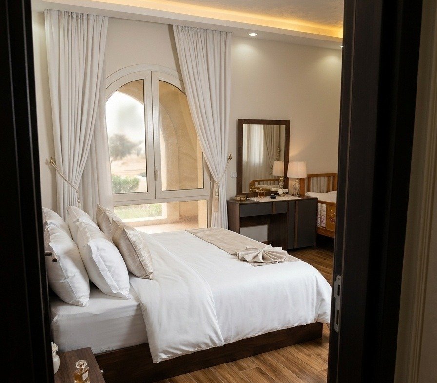 Bedroom with garden access, Hyde Park garden apartment for rent | غرفة نوم تطل على الحديقة، شقة بحديقة للإيجار في هايد بارك