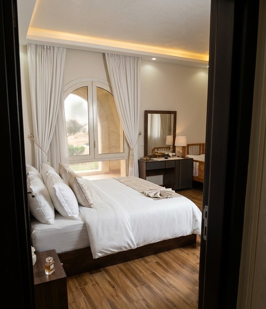 56-hyde-park-garden-apartment-rent-448-05 Bedroom with garden access, Hyde Park garden apartment for rent | غرفة نوم تطل على الحديقة، شقة بحديقة للإيجار في هايد بارك