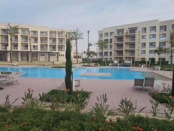 Pool view and landscaped surroundings, Marassi Marina 2 North Coast chalet for rent | فيو حمام السباحة واللاندسكيب، شاليه للإيجار في مراسي مارينا 2 الساحل الشمالي