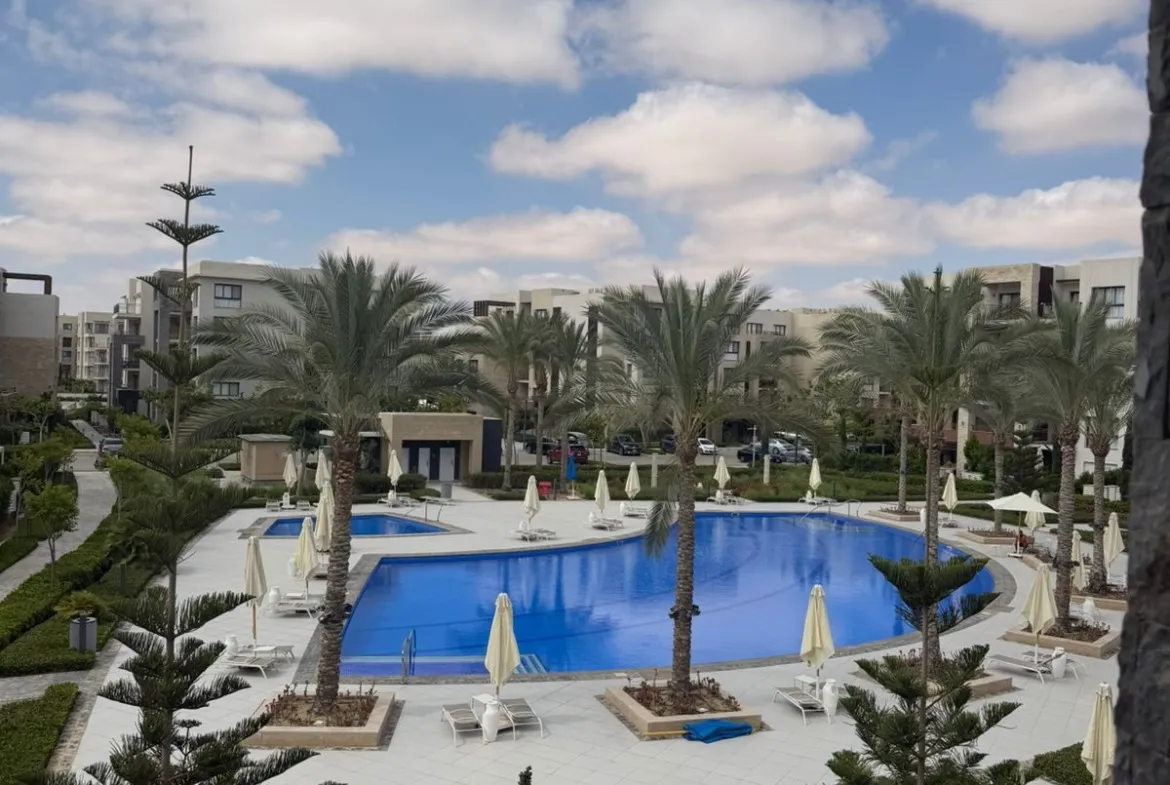 Pool and gardens seen from above - chalet in Marassi Marina 1, North Coast