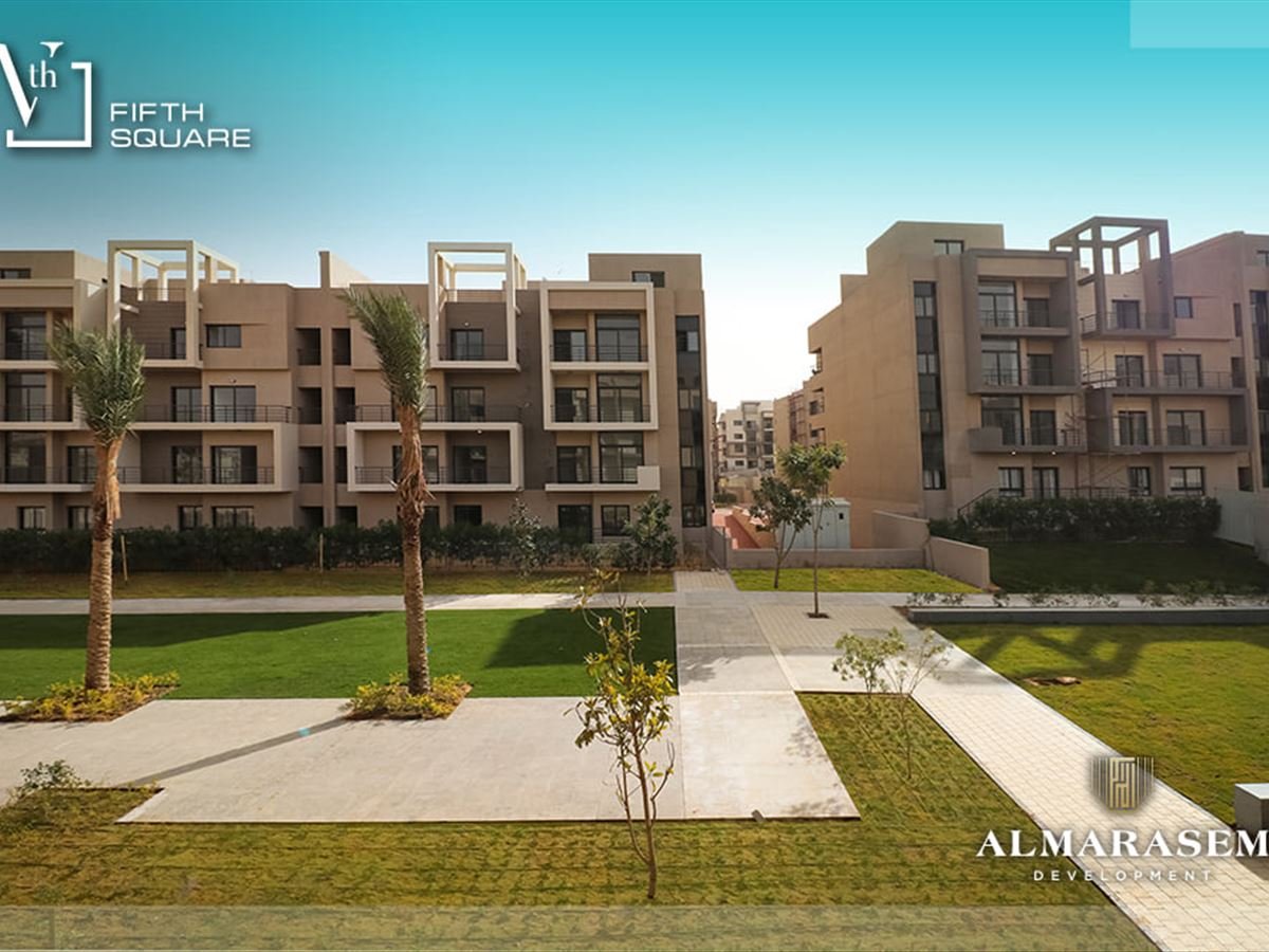 fsq469-i12 مباني ومسطح أخضر منسق - شقة في المراسم فيفث سكوير، القاهرة الجديدة