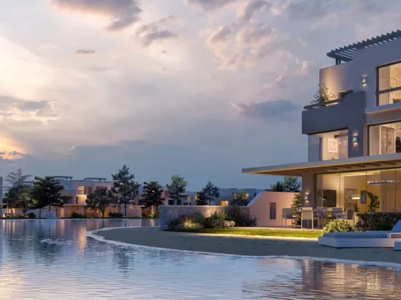 LVLS Mountain View villa at dusk render - تصور هندسي لفيلات لفلز ماونتن فيو