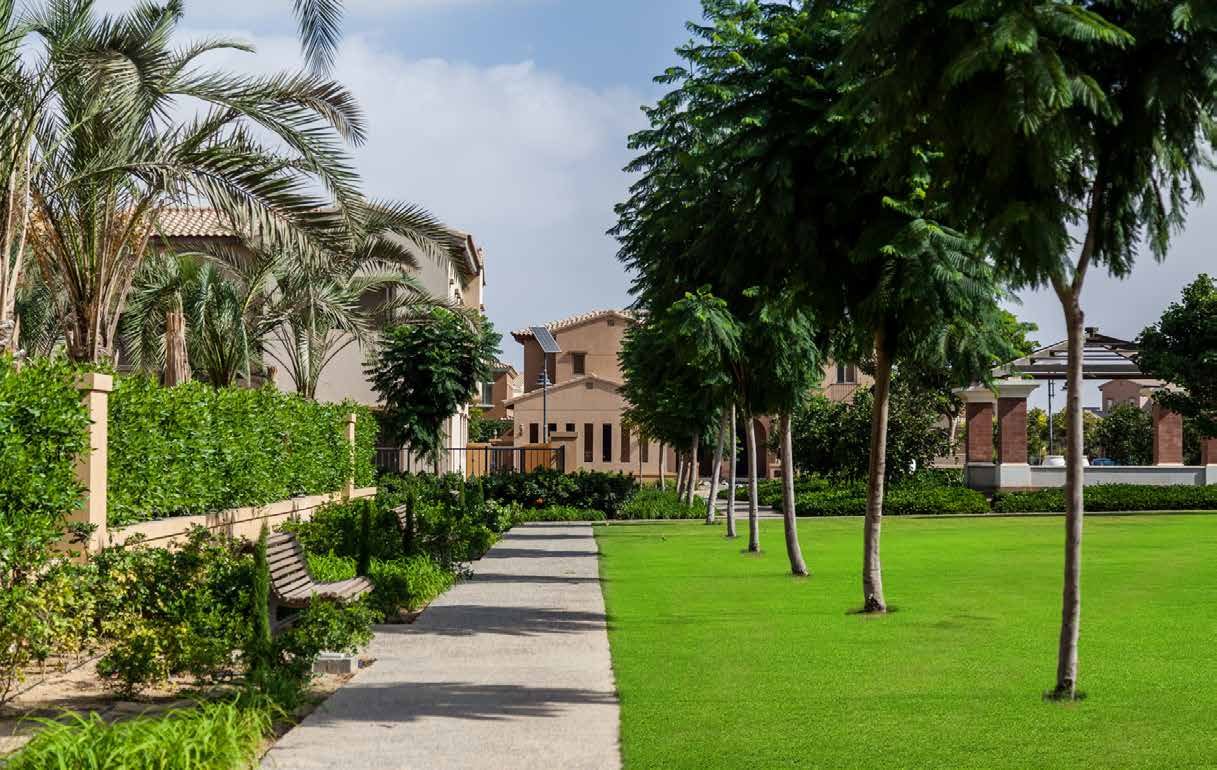 mivida-landscaped-gardens ممشى حديقة ومسطح أخضر بين الأشجار - شقة في ميفيدا، القاهرة الجديدة