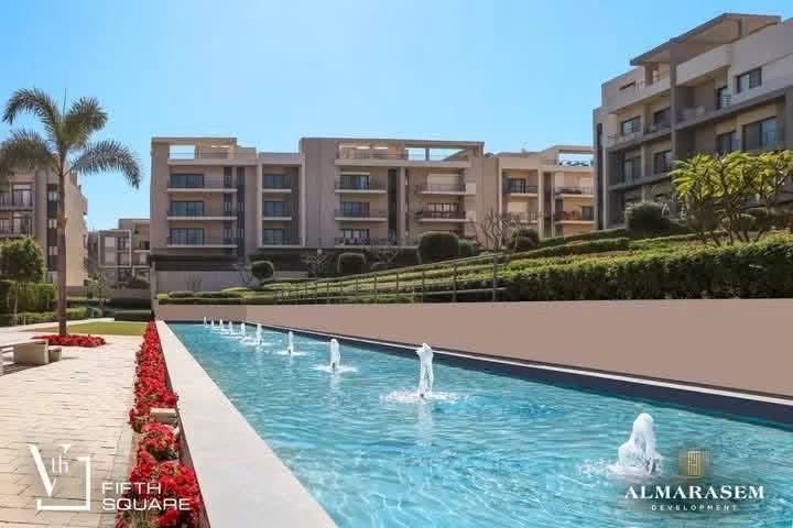 Fountain pool and apartment buildings - apartment in Moon Residence, Fifth Square, New Cairo