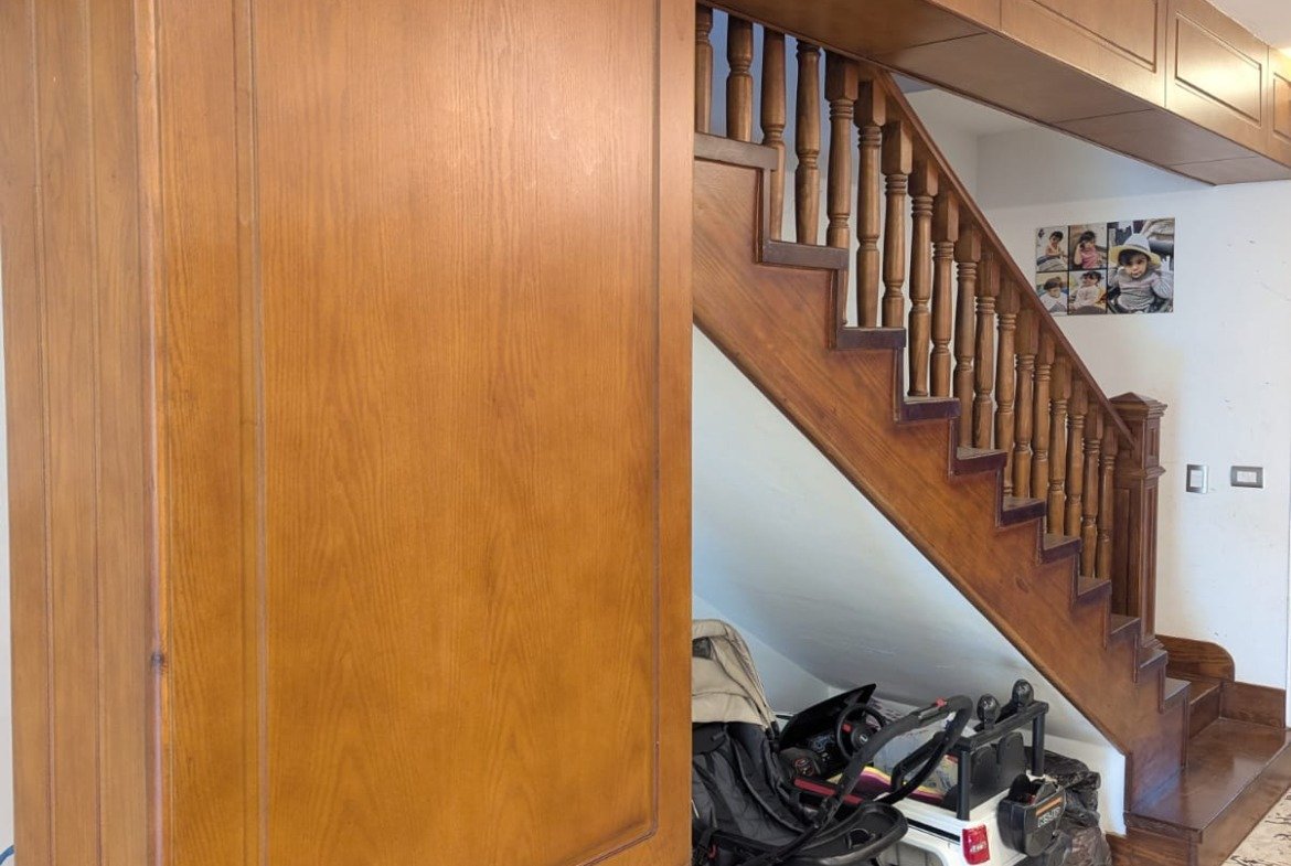 Wooden staircase with storage underneath - villa in Mountain View Hyde Park, New Cairo
