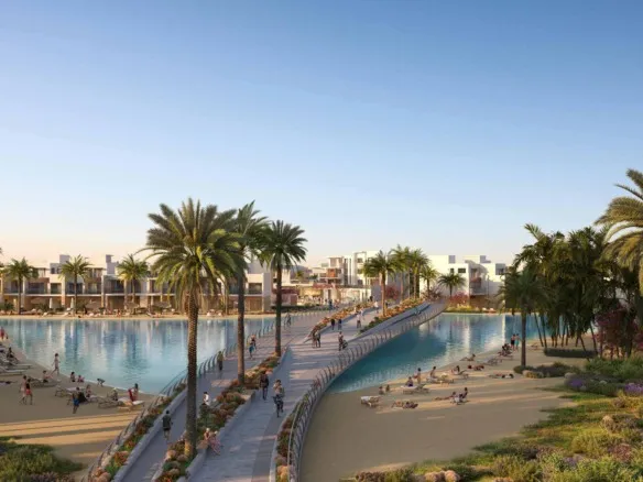 Developer render of Silvertown lagoon, Ora Silver Sands, North Coast - صورة تصورية من المطور للاجون سيلفر تاون، أورا سيلفر ساندز، الساحل الشمالي