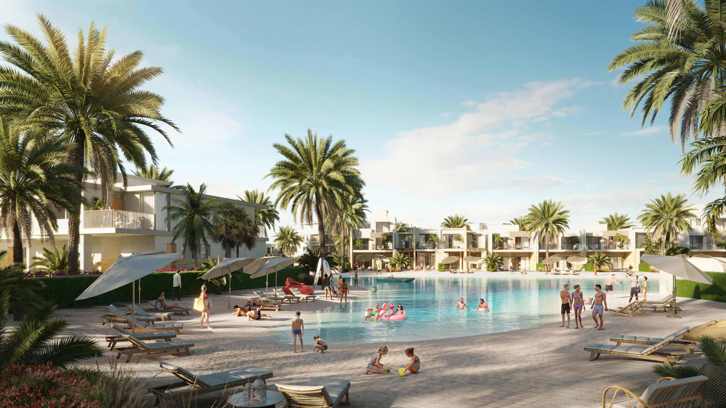 ora_8 Crystal lagoon with swimmers and beachfront villas - chalet in Ora, North Coast
