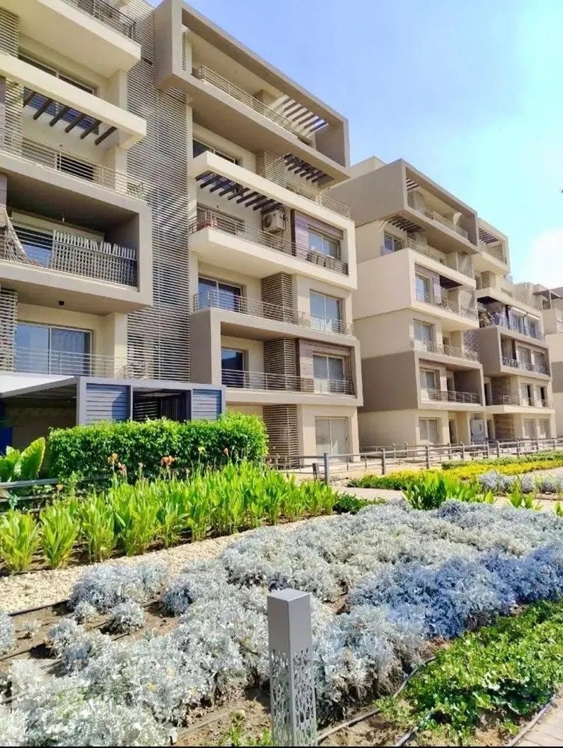 phnc521-i11 Apartment block with garden beds in the foreground - apartment in Palm Hills, New Cairo