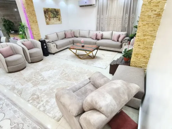 Spacious reception with corner sofa, roof for sale in Al Banafseg 4 New Cairo