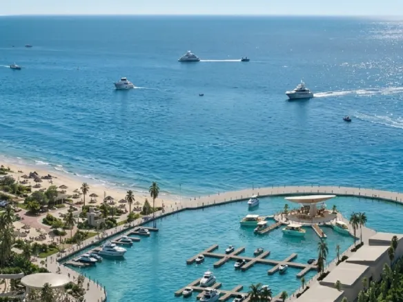 Salt Ras El Hekma lagoon and marina, developer render - صورة تصورية من المطور لاجون ومارينا سولت رأس الحكمة - chalet for sale in Salt North Coast