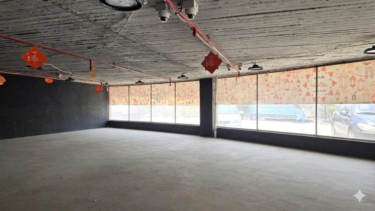 Interior of 257 sqm shop for sale in El Mirage Mall New Cairo with glass frontage