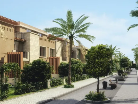 Street view in Taj City compound - فيو شارع في كمبوند تاج سيتي - تاج سيتي
