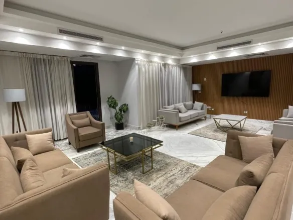 Furnished living room, standalone villa for rent in Hyde Park New Cairo