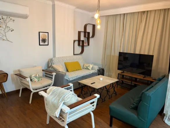 Furnished apartment for rent in Villette SODIC New Cairo, living room - شقة مفروشة للإيجار في فيليت سوديك التجمع الخامس، غرفة المعيشة 116-01