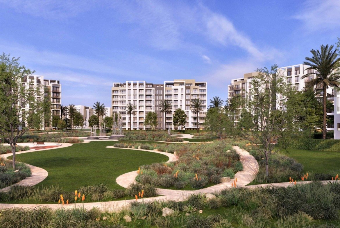 تصور لنجيل وممرات منحنية بين العمارات - شقة في زد إيست، القاهرة الجديدة